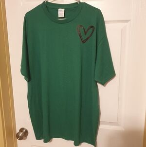 Port Company Green T-Shirt with Heart Design